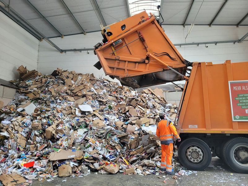 Waste being tipped at a licensed recycling transfer station