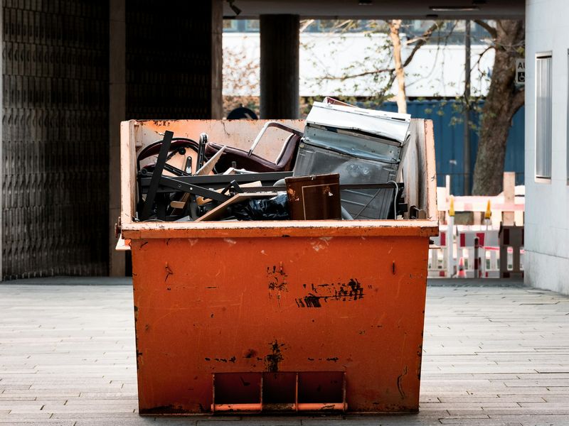 An 8-yard maxi skip full of household waste